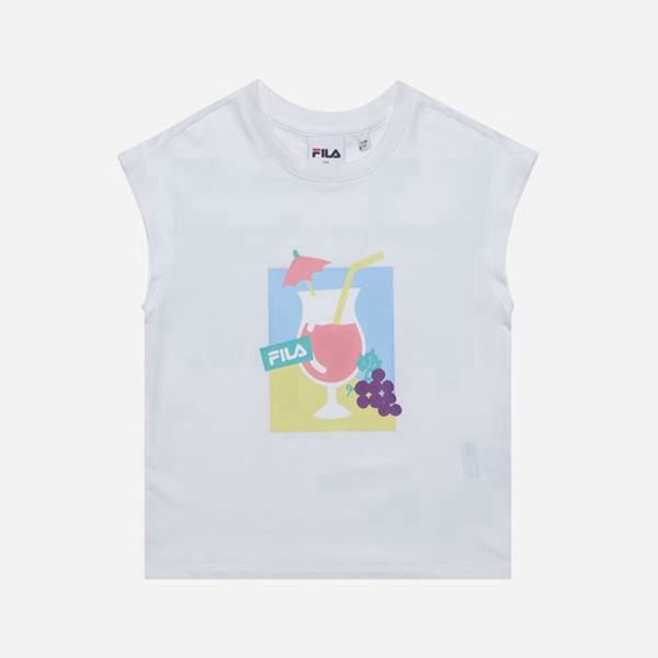 Camisetas Manga Corta Fila Niñas Blancas - Juicy Cap Sleeveless - España 046932QRW